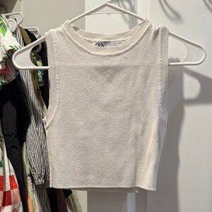 Zara Cream Sleeveless Crop Top